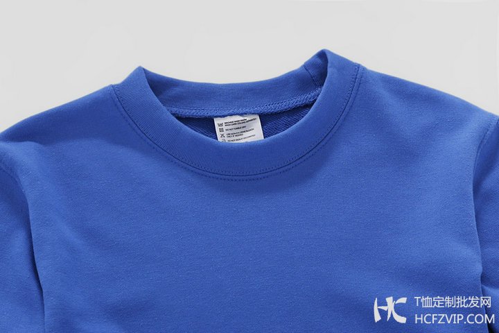 360g毛圈宝蓝色圆领卫衣-细节图1